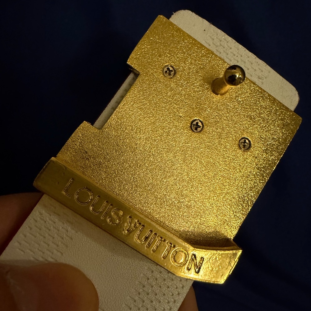 Louis Vuitton Red Monogram Belt with Gold LV Buckle - Picture 10 of 12
